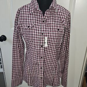 Walls Women's Checkered Button-Down Shirt - Black and Pink